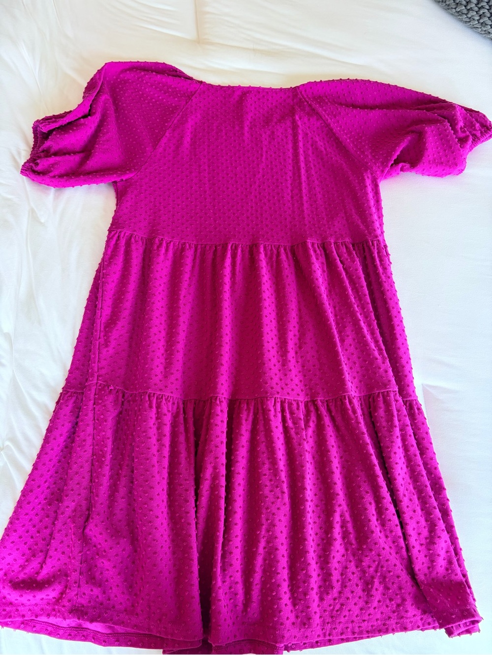 J. Crew Women’s Bright Fuchsia Tiered Dot Dress - Picture 3 of 3